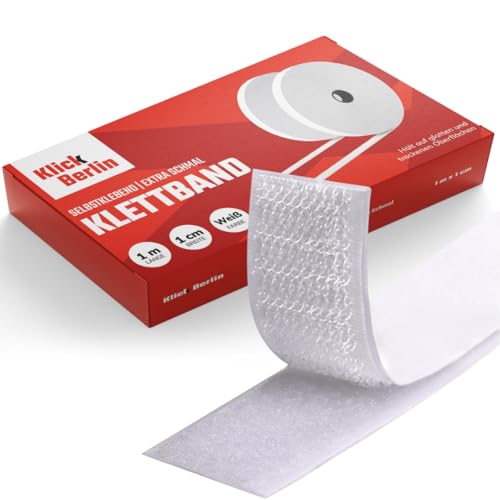 Klick Berlin extra schmales Klettband selbstklebend 1 cm x 1 m | Klett Klebeband klebt auf vielen Flächen | Klettverschluss | 10 mm breit, 1 Meter lang | Weiß Klick Berlin extra schmales Klettband selbstklebend 1 cm x 1 m | Klett Klebeband klebt auf vielen Flächen | Klettverschluss | 10 mm breit, 1 Meter lang | Weiß von Klick Berlin