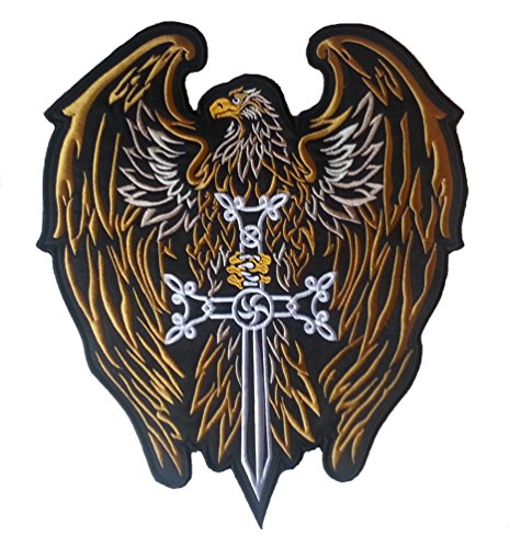 Adler-Schwert (Gold) gestickt Patch zurück 25 x 30 cm von Klicnow