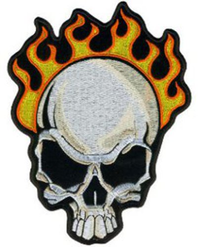 Fire Skull gestickt Patch 8 X 10,5 cm von Klicnow
