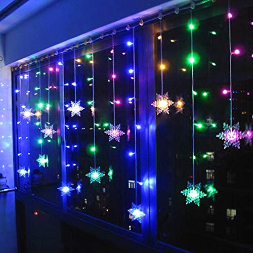 Klighten RGB LED Schneeflocke Lichterketten, 96 LED Lichterkettenvorhang Vorhang Lichter mit 8 Modi Weihnachtsbeleuchtung für Innen/Außen Weihnachtsdeko Deko von Klighten