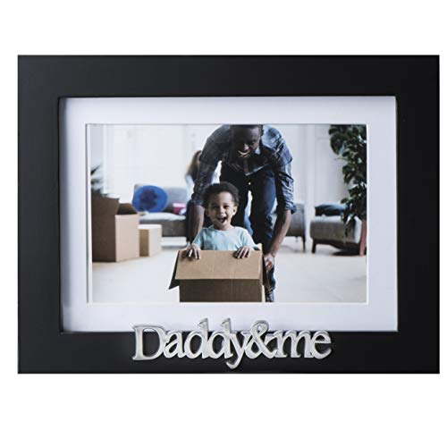 Klikel Bilderrahmen mit Aufschrift "Daddy And Me", Holz, mit silberfarbenen Sprüchen, für 1 Foto à 10 x 15 cm mit Matte oder 1 Foto à 12 x 17 cm ohne Matte, Wandhalterung und Tischdisplay von Klikel