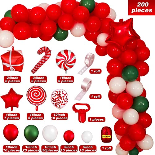 Kliplinc 202-Teiliges Weihnachtslatex-Aluminiumfolien-Ballonketten-Set Neujahrsthema Urlaub Party Dekoration Geschenk Hintergrunddekoration von Kliplinc