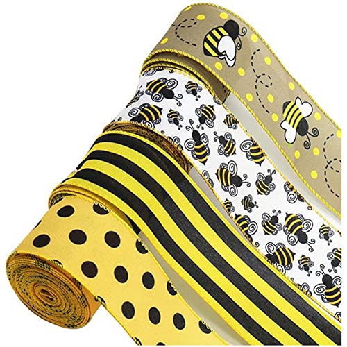 Kliplinc Bienenband mit Drahtrand, 6,3 cm breit, Sackleinenband, Basteln, Dekoration 4 von Kliplinc
