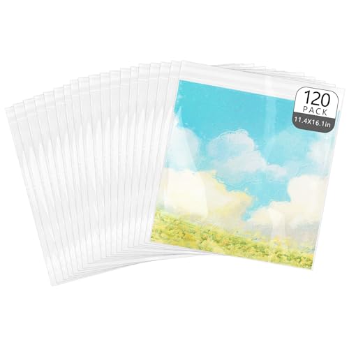 Klmnop 120 Stück 27,9 x 35,6 cm selbstdichtende kristallklare Hüllen Aufbewahrungsbeutel, wiederverschließbare Kunststoffhüllen für 27,9 x 35,6 cm Fotos, Bilder, Drucke (transparent) von Klmnop