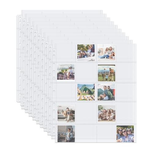 Klmnop 50 Stück schützende Fotoseiten, für 20 35-mm-Folien, für transparente Fotohüllen für 3-Ringbücher für 1000 Folien (5,1 x 5,1 cm) (transparent) von Klmnop