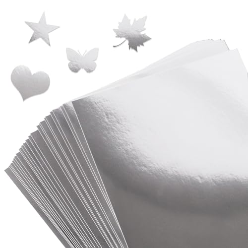 Klmnop 80 Blatt silberfarbener Spiegelkarton, A4-Größe (250 g/m²), metallisch reflektierende Folie, Karton für Bastelarbeiten, Einladungen, Sammelalben, Grußkarten und Geburtstagsparty-Dekoration von Klmnop