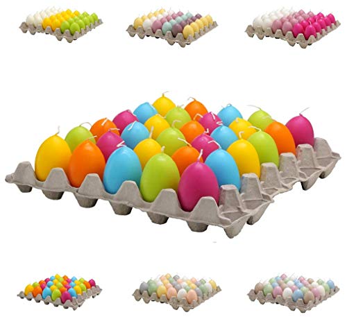 Hochwertige Eikerzen/Ostereier Kerzen - Bunter Mix - Eierkerzen Ostern - Dekoration (Farbmix (6), Höhe: 6 cm (30 Stück)) von Klocke Dekorationsbedarf