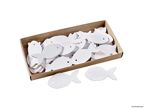 Streudeko Maritim - Weiße Holz Fische/Fisch - 60 Stück (3x6cm) - Maritime Tischdeko/Tischschmuck/Streuartikel/Tischstreu/Streufische/Holzfische/Zeitlose Dekoration zum Streuen von Klocke Streudekoration