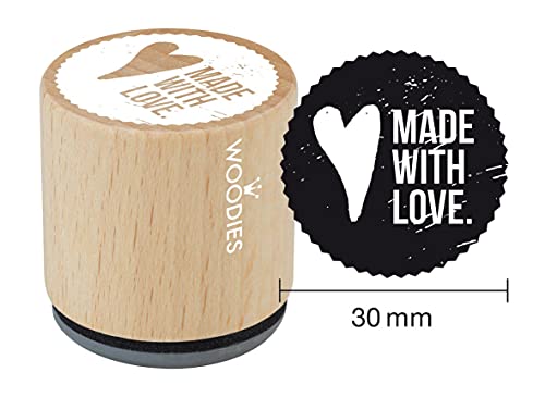 Woodie Stempel Durchmesser 3 cm „Made with love“ von Klose & Debus GbR