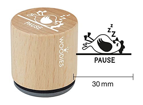 Woodie Stempel Durchmesser 3 cm Edition Hühnergeschichten „Pause“ von Klose & Debus GbR