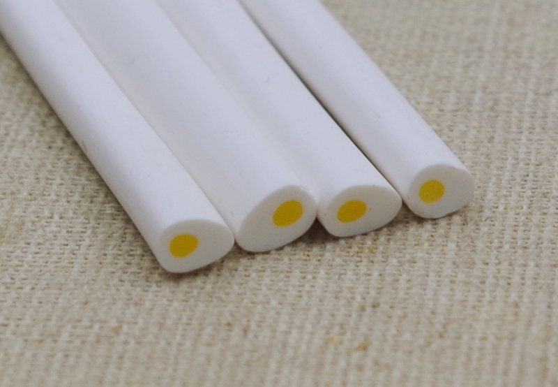 4 Polymer Clay Sticks Spiegelei - Nail Art Weiß 4 Polymer Clay Sticks Spiegelei - Nail Art Weiß von Klunkerinsel