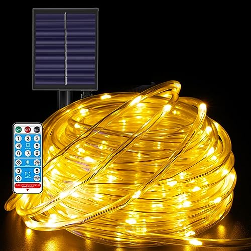 Kluwahli Solar Lichtschlauch Außen Innen 24,9M, 250 LEDs Wasserfest 8 Modi Lichterschlauch Leuchtschlauch Led Schlauch für Außenbereich Innenbereich Garten Fest Party Hochzeit Weihnachten (Warmweiß) von Kluwahli