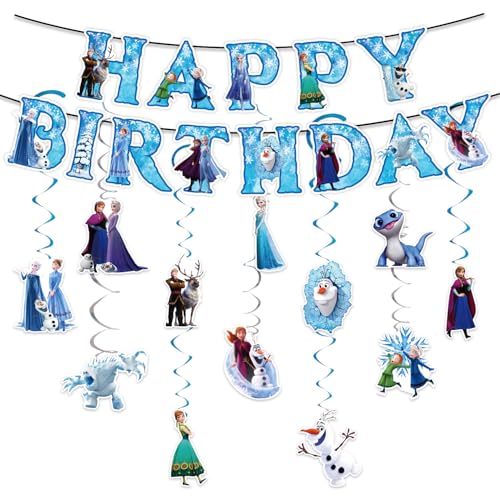 Prinzessin Geburtstagsdeko Banner, Prinzessin Geburtstag Swirl Decorations Geburtstagsdeko, Hängende Luftschlangen, Happy Birthday Banner Kit, Princess Thema Party Deko(A) von Kmjxsm