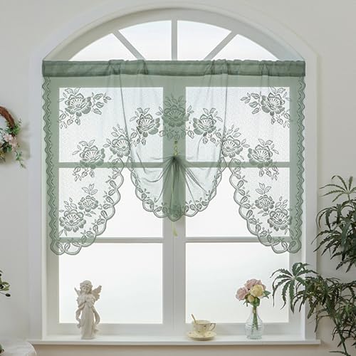 KnBoB Kurzgardine Voile, Blumen und Blätter, Polyester, Grün, 1 Stück, HxB 100x200cm KnBoB Kurzgardine Voile, Blumen und Blätter, Polyester, Grün, 1 Stück, HxB 100x200cm von KnBoB