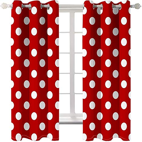 KnBoB Polyester Vorhänge Rot Weiß Punkte Vorhänge für Kinder Größe 274x160CM von KnBoB