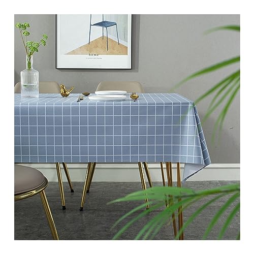 KnSam Tischdecke 140x240CM, Kariert Muster Tischtücher PVC Tischdecke Yoga Tischbedeckung für Küche Esstisch Dekoration, für Esszimmer, Garten, Party, Hochzeiten, Hellblau von KnSam