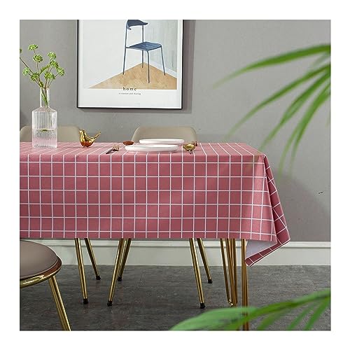 KnSam Tischtücher Rose Rot, Kariert Muster Tischwäsche PVC Tischdecke Outdoor Abwaschbar Lotuseffekt für Drinnen Draussen Garten Esszimmer Party und Festen, 90x90CM von KnSam