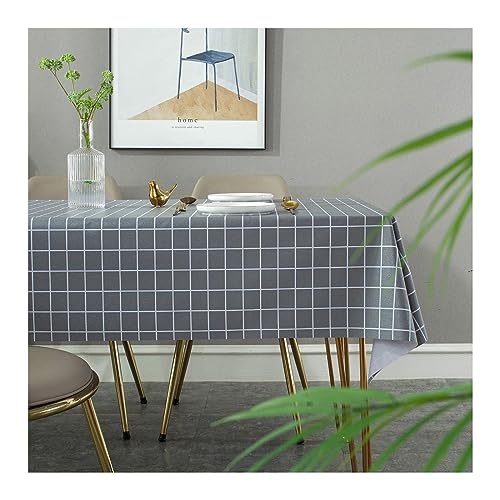 KnSam Tischwäsche Grau, Kariert Muster Tischdecke PVC Tischtücher Garten Fleckschutz Schmutzabweisend Lotuseffekt für Küche, Esstisch, Couchtisch, Parteien, Abendessen, 90x90CM von KnSam
