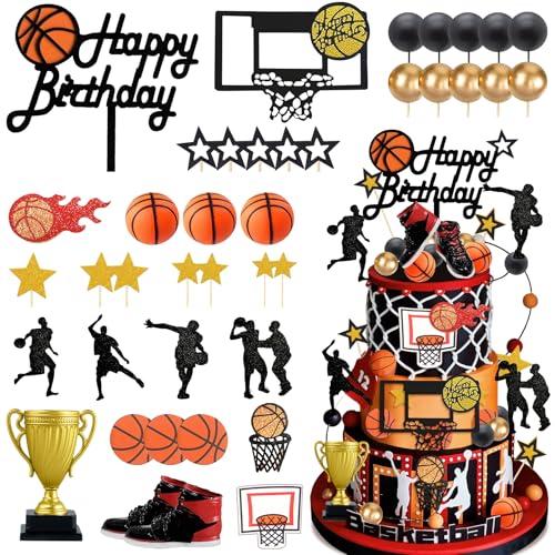 Knana Basketball-Kuchenaufsatz, Basketball-Stern-Thema, Kuchendekoration, Sport-Kuchendekorationen für Babyparty, Geburtstagsparty, 39 Stück Knana Basketball-Kuchenaufsatz, Basketball-Stern-Thema, Kuchendekoration, Sport-Kuchendekorationen für Babyparty, Geburtstagsparty, 39 Stück von Knana