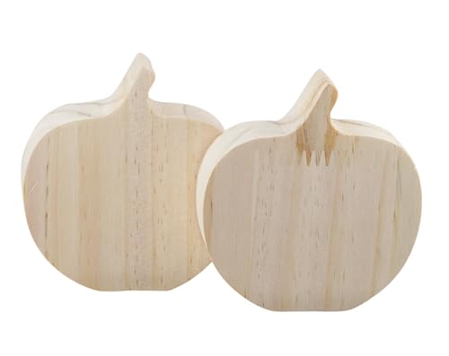 Kürbis-Heimdekoration, Holz, 2-teilig, Tischdekoration, unlackiertes Holz, für DIY-Dekoration oder Bastelbedarf von Knextion Inc