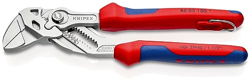 KNIPEX Zangenschlüssel Zange und Schraubenschlüssel in einem Werkzeug mit Mehrkomponenten-Hüllen, mit integrierter Befestigungsöse zum Anbringen einer Absturzsicherung verchromt 180 mm 86 05 180 T BK KNIPEX Zangenschlüssel Zange und Schraubenschlüssel in einem Werkzeug mit Mehrkomponenten-Hüllen, mit integrierter Befestigungsöse zum Anbringen einer Absturzsicherung verchromt 180 mm 86 05 180 T BK von Knipex