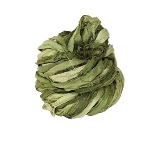 knitsilk Marke – Super klobigen aus recyceltem Sari Seide Bändchengarn in oliv Ombre | 50 Gms – 30 Meter | duppioni Seidenband Pack of 1 von Knit Silk