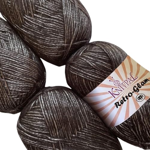 Retro-Glam Metallic Glamour Sheen Garn, Jewel-Ton, Extra Soft & Shiny for Knitting and Crocheting, Chainette, Bulk Size 4 Strümpfe, 400 g, 3 DK Weight/Light Worsted (Black Chrom) von KnitPal