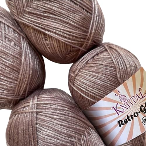 Retro-Glam Metallic Sparkle Garn, glänzend, weich, glänzend zum Stricken und Häkeln, Großgröße 4 Knäuel, 1172 m/400 g, 3 DK Gewicht (Rosagrau) von KnitPal