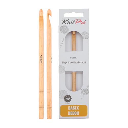 KNITPRO Basix Beech Single Ended Crochet Hook Einseitige Häkelnadel, Holz, 7.0, 7mm von KnitPro