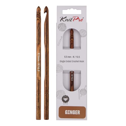 KnitPro KP31248 Ginger: Crochet Hook: 15cm x 6.50mm, Holz, Braun, 15cm x 6.5mm von KnitPro