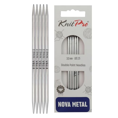 KnitPro 10 cm x 3 mm Nova Double Pointed Needles, Silver von KnitPro