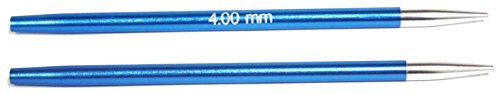 KnitPro wechselbare Nadelspitzen ZING kurz, 4,00mm Austauschbare Strickspitzen, Aluminium, Blau, 8.7cm / 4mm von KnitPro