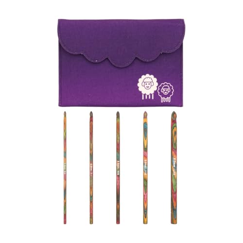 KnitPro Häkelnadel-Set, Symfonie Holz-Einzelhäkelnadeln (3,50, 4,50, 5,00, 6,00 und 8,00 mm), Bunt von KnitPro
