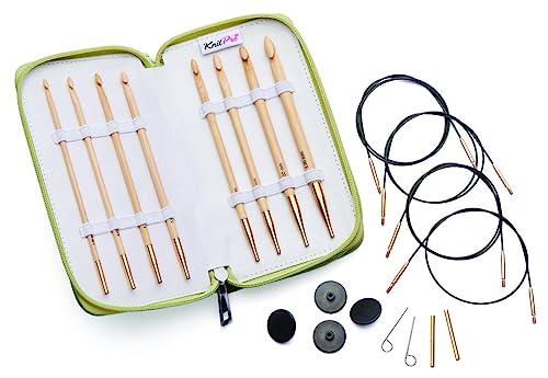 KnitPro Häkelnadel-Set aus Bambus, tunesisch, austauschbar (3,50–8,00 mm) – vielseitig für alle Ihre Häkelkreationen von KnitPro