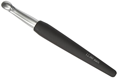 KnitPro Häkelnadel mit Softgriff 12,00 mm Silber, Schwarz, 12 mm von KnitPro