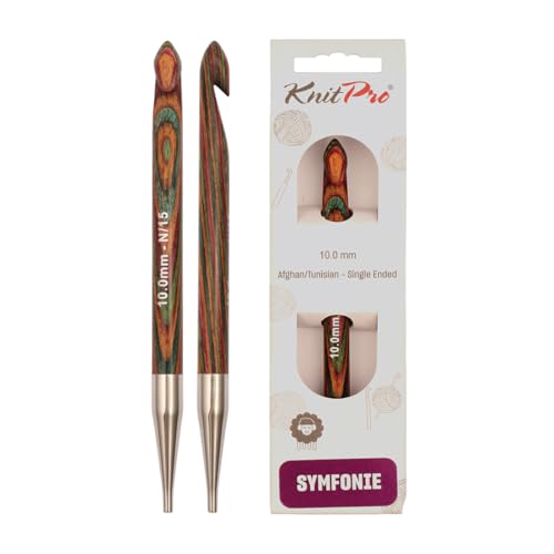 KnitPro K20754 Tunesiche Tunesische Häkelnadel, Wood, Mehrfarbig, 15 cm /10mm von KnitPro
