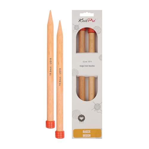 KnitPro K35289 Jackenstricknadeln, Wood, Braun, 15mm, 2 von KnitPro