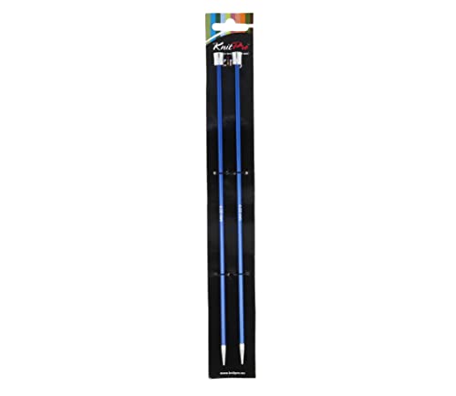 KnitPro K47239 Stricknadel mit Knopf, Metall, Blau, 25cm / 4mm von KnitPro
