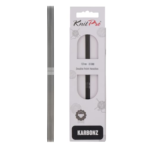 KnitPro Karbonz 41121 Nadelspiel, 20 cm, 1,25 mm, Karbon, schwarz, 21 x 5 x 0.7 cm von KnitPro