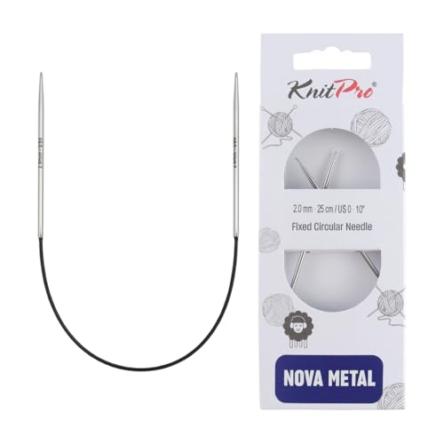 KnitPro Nova Metal: Knitting Pins: Circular: Fixed: 25cm x 2.00mm, Metall, Silver, 25cm x 2mm von KnitPro