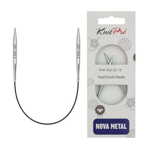 KnitPro Nova Metal: Knitting Pins: Circular: Fixed: 25cm x 4.50mm, Metall, Silver, 25cm x 4.5mm von KnitPro