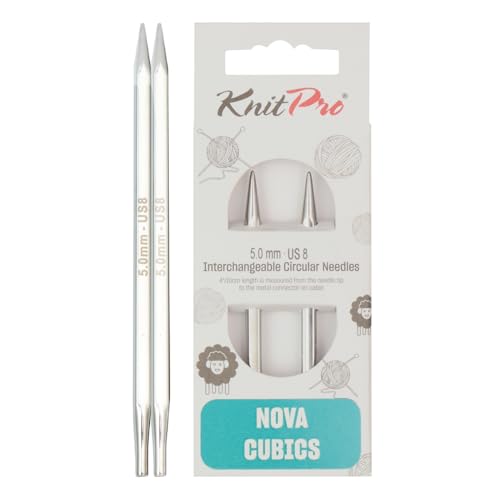 KnitPro Nova Cubics Interchangeable Circular Needle Stricknadeln, Messing, Silver, 5 mm von KnitPro