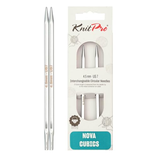 KnitPro Nova Cubics: Knitting Pins: Circular: Interchangeable: Special: 4.50mm, Messing Jersey, Silver, 4.5mm von KnitPro