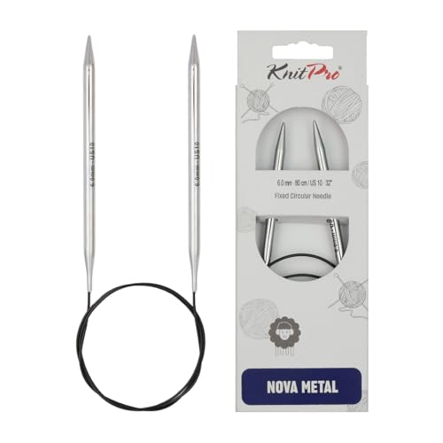 KnitPro Nova Metal: Knitting Pins: Circular: Fixed: 150cm x 6.00mm, Silver, 150cm x 6mm von KnitPro