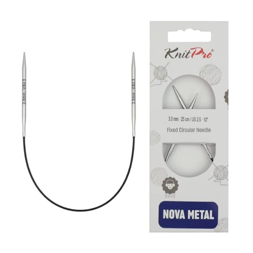 KnitPro Nova Metal: Knitting Pins: Circular: Fixed: 25cm x 3.00mm, Metall, Silver, 25cm x 3mm von KnitPro