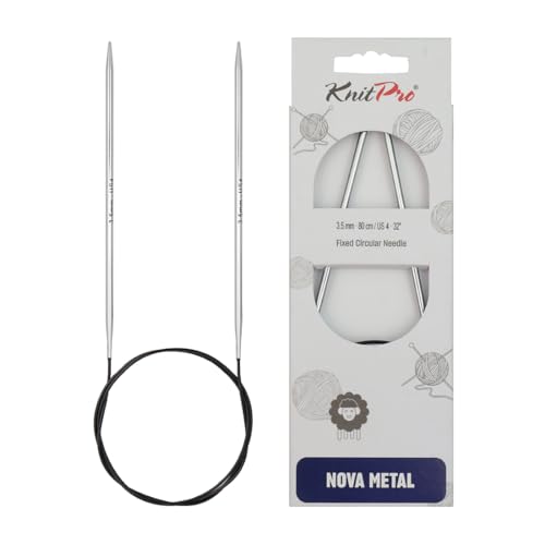 KnitPro Nova Metal: Knitting Pins: Circular: Fixed: 50cm x 3.50mm, Messing, Silver, 50cm x 3.5mm von KnitPro