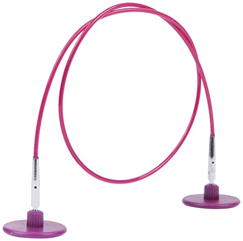 KnitPro Options Seil für Nadeln - 60cm Gesamtlänge (Seil + Nadelspitzen), Silber/Lila von KnitPro