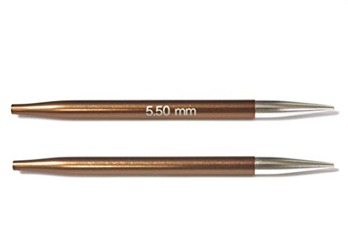 KnitPro wechselbare Nadelspitzen ZING kurz, 5,50mm Austauschbare Strickspitzen, Aluminium, Braun, 8.7cm / 5.5mm von KnitPro