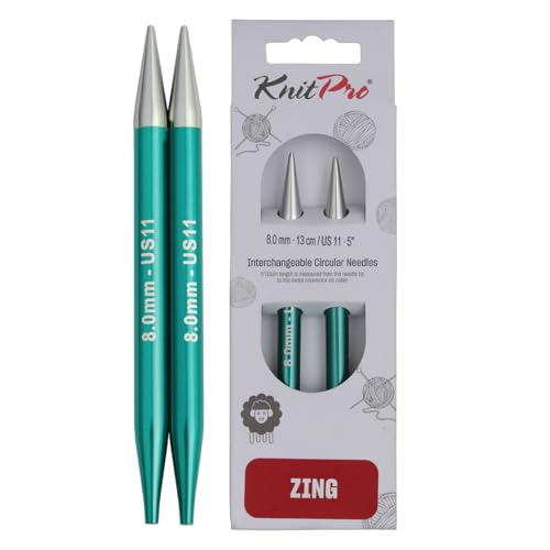 KnitPro wechselbare Nadelspitzen ZING lang, 8,00mm Rundstricknadel, Aluminium, smaragd, 12.5 x 0.8 x 0.8 cm, Grün KnitPro wechselbare Nadelspitzen ZING lang, 8,00mm Rundstricknadel, Aluminium, smaragd, 12.5 x 0.8 x 0.8 cm, Grün von KnitPro