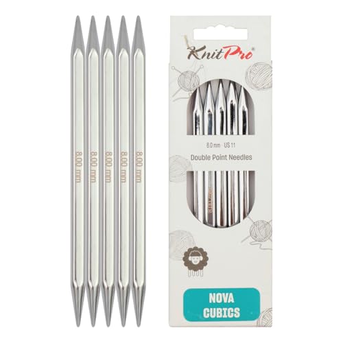 KnitPro K12136 Strumpfstricknadeln, Silber, 8 mm, 5 von KnitPro